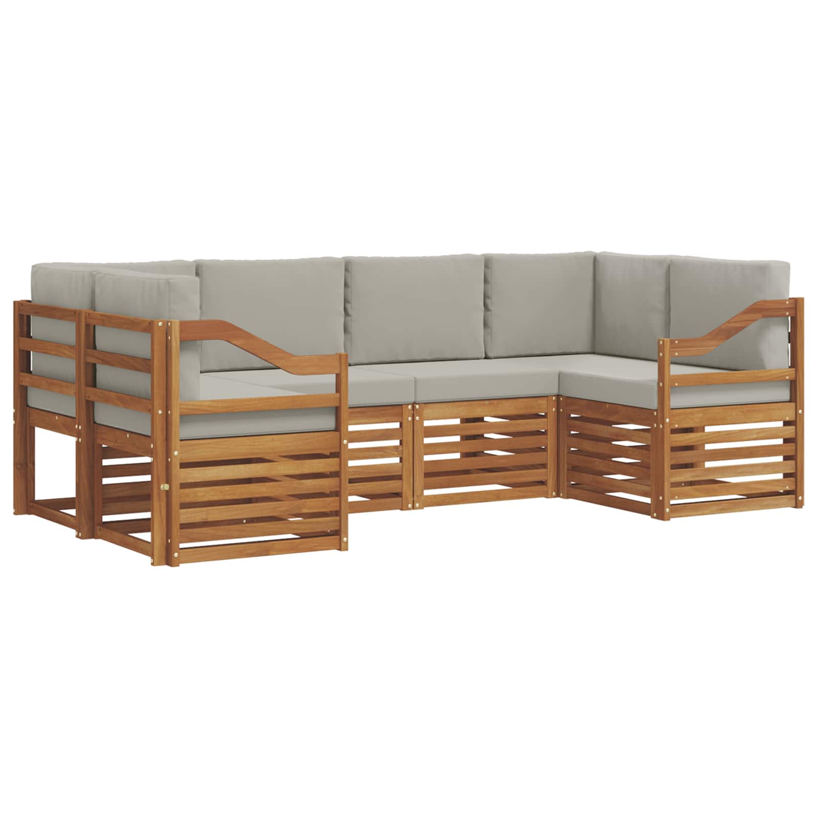 Set divano sezionale con cuscino 6 pcs Grigio Naturale e Chiaro | homemem39