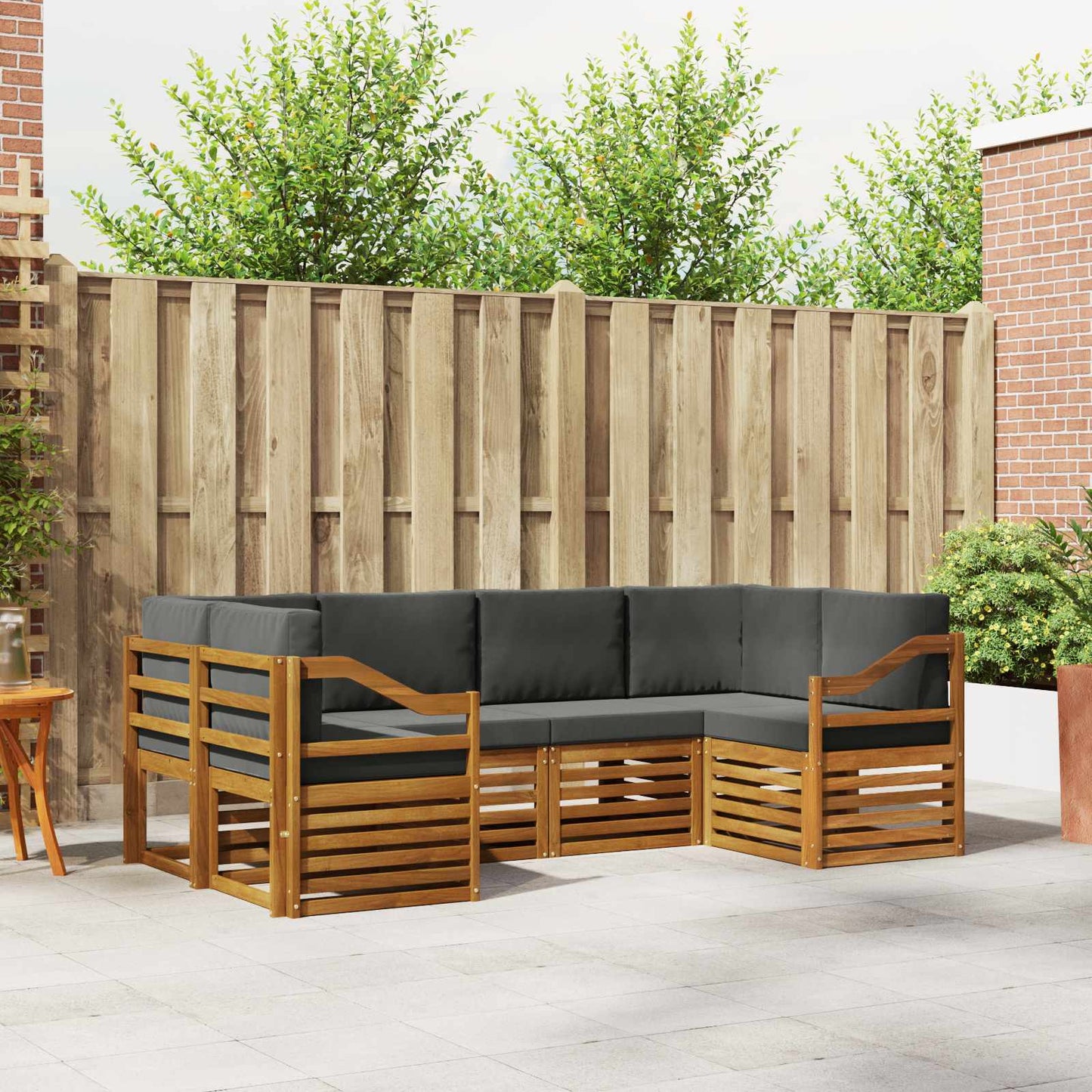 Set divano sezionale con cuscino 6 pcs Naturale e Antracite