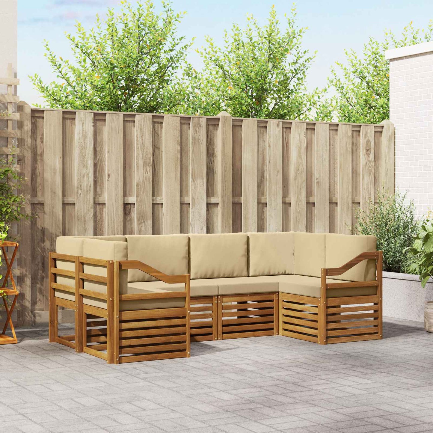 Set divano sezionale con cuscino 6 pcs Naturale