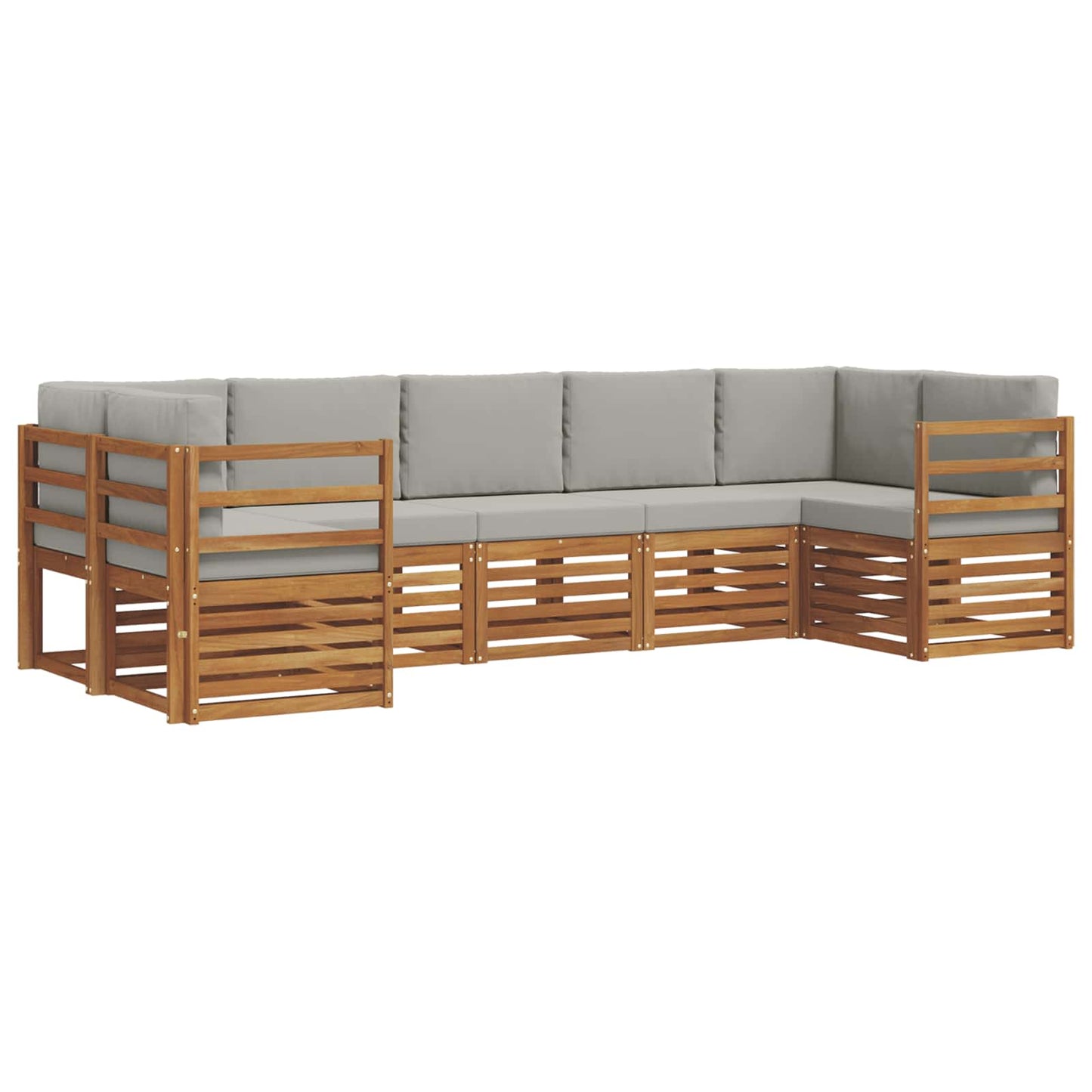 Set divano sezionale con cuscino 7 pcs Grigio Naturale e Chiaro | homemem39