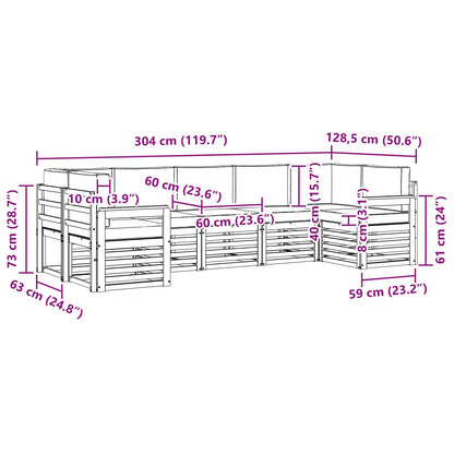 Set divano sezionale con cuscino 7 pcs Naturale e Antracite | homemem39