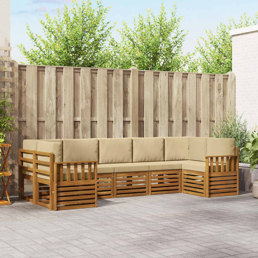 Set divano sezionale con cuscino 7 pcs Naturale e Beige