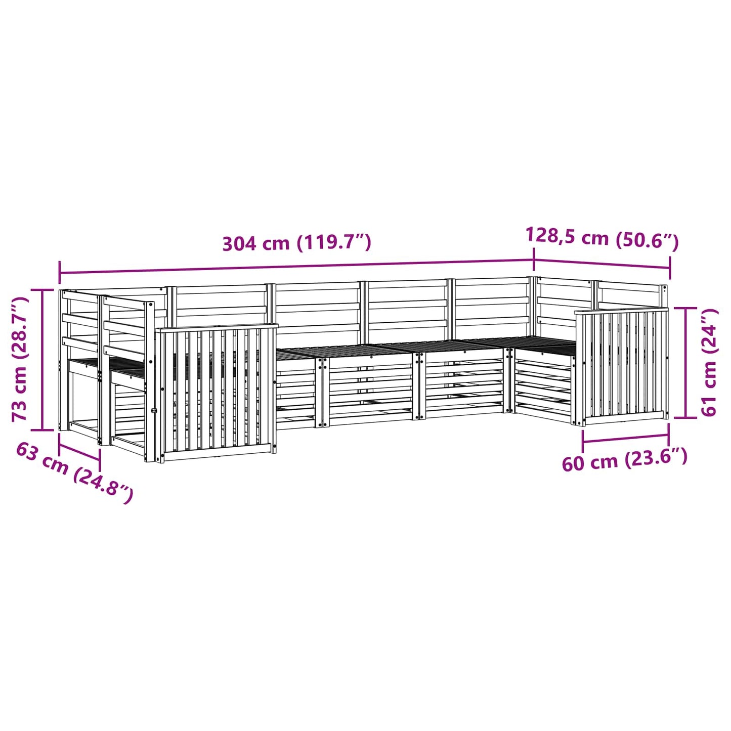 Set divano sezionale 7 pcs Naturale | homemem39
