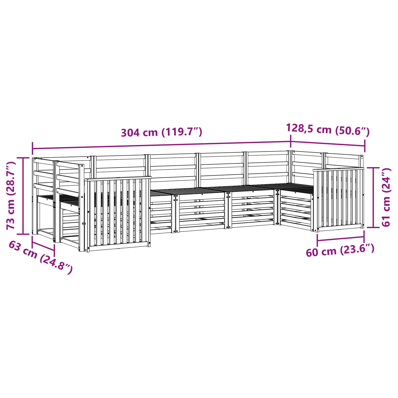 Set divano sezionale 7 pcs Naturale | homemem39