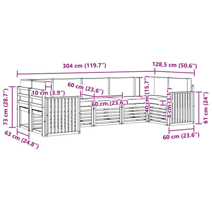 Set divano sezionale con cuscino 7 pcs Naturale e Antracite | homemem39