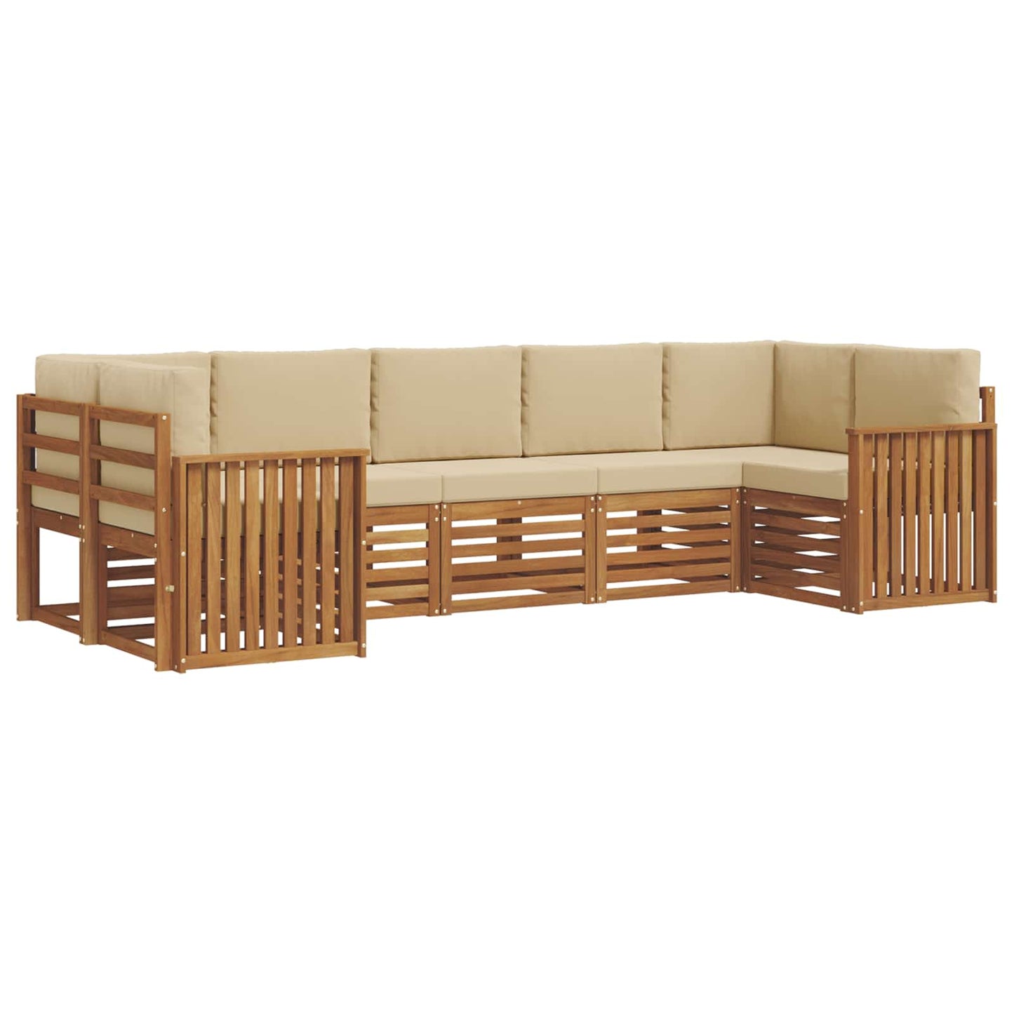 Set divano sezionale con cuscino 7 pcs Naturale e Beige | homemem39