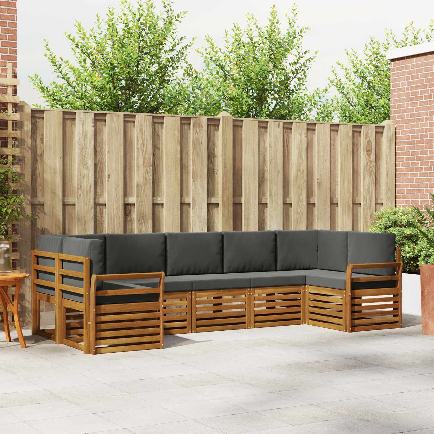 Set divano sezionale con cuscino 7 pcs Naturale e Antracite | homemem39