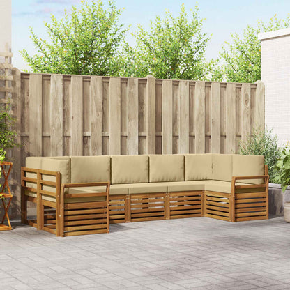 Set divano sezionale con cuscino 7 pcs Naturale e Beige | homemem39