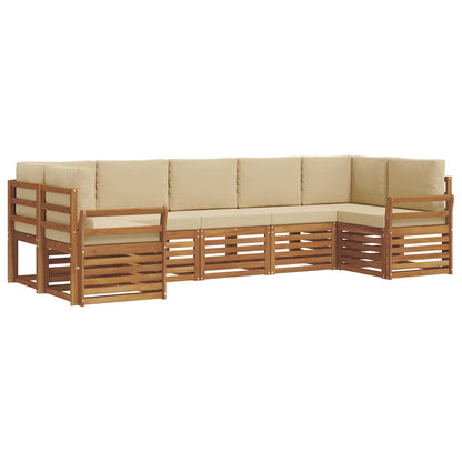 Set divano sezionale con cuscino 7 pcs Naturale e Beige | homemem39