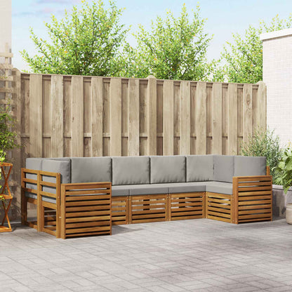 Set divano sezionale con cuscino 7 pcs Grigio Naturale e Chiaro