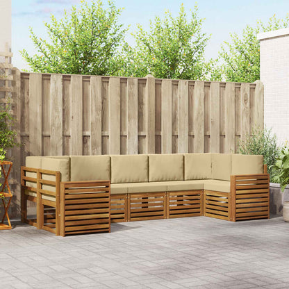 Set divano sezionale con cuscino 7 pcs Naturale e Beige | homemem39