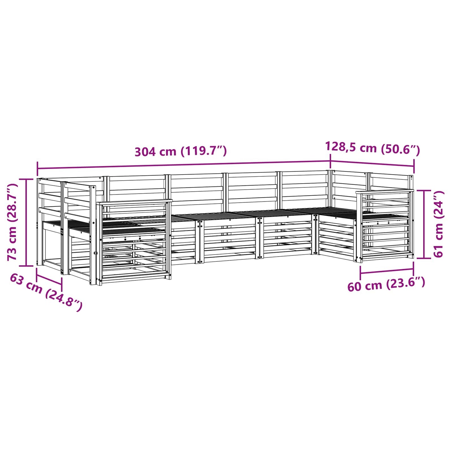 Set divano sezionale 7 pcs Naturale | homemem39