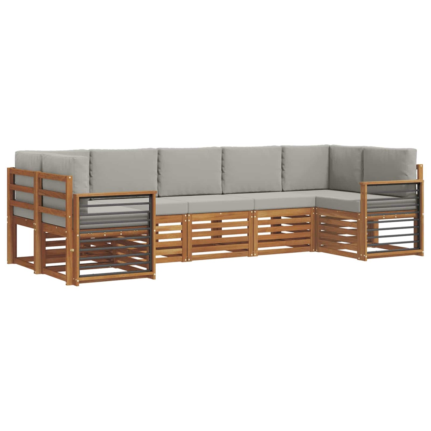 Set divano sezionale con cuscino 7 pcs Grigio Naturale e Chiaro | homemem39