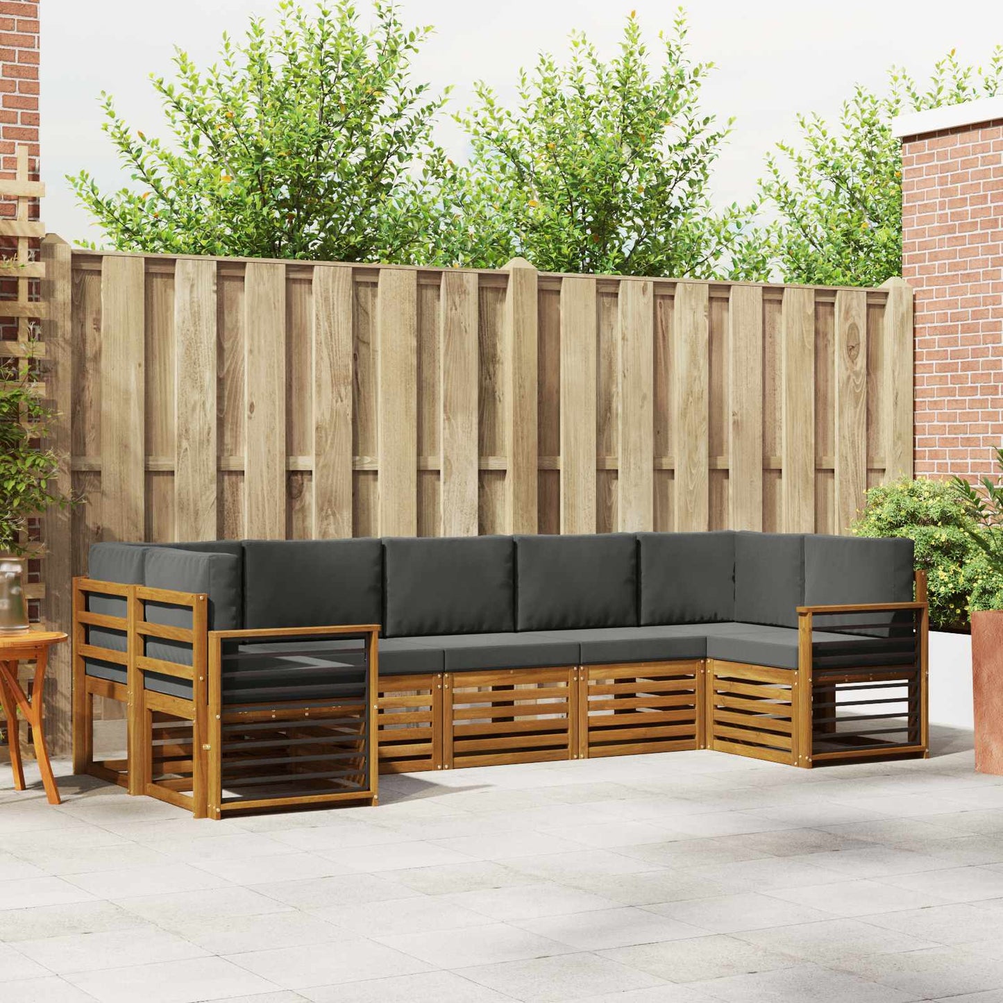Set divano sezionale con cuscino 7 pcs Naturale e Antracite | homemem39