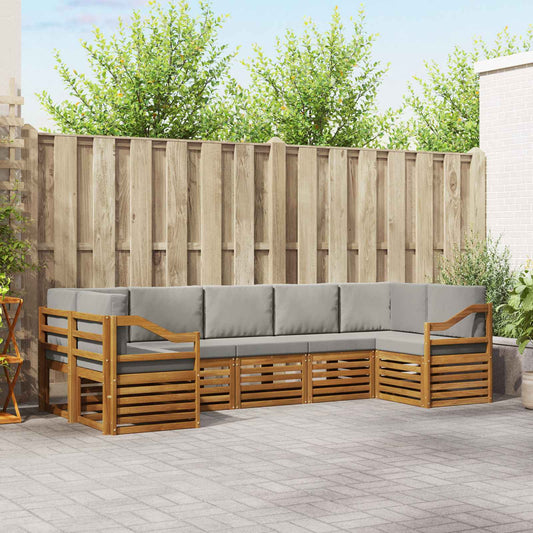 Set divano sezionale con cuscino 7 pcs Grigio Naturale e Chiaro