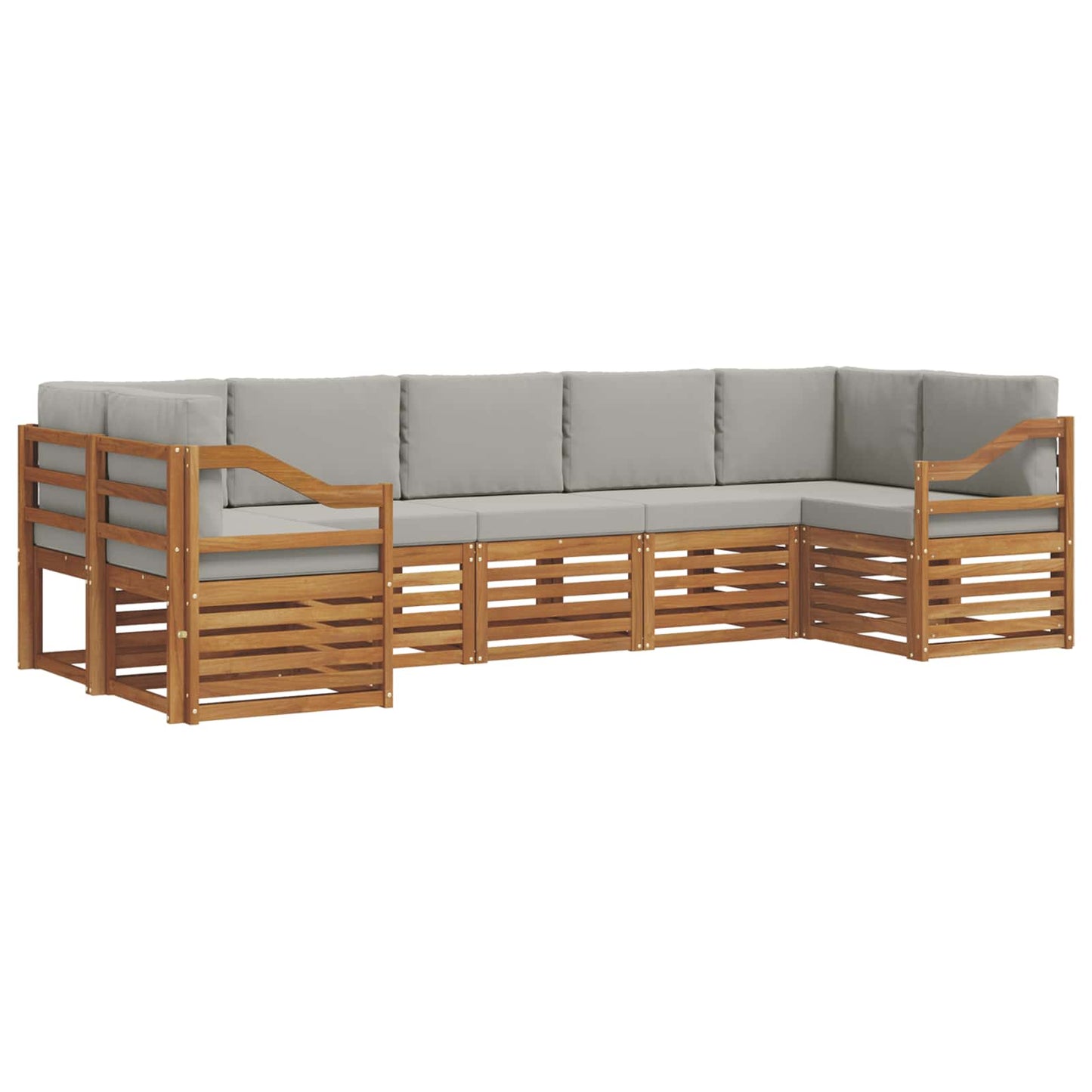 Set divano sezionale con cuscino 7 pcs Grigio Naturale e Chiaro