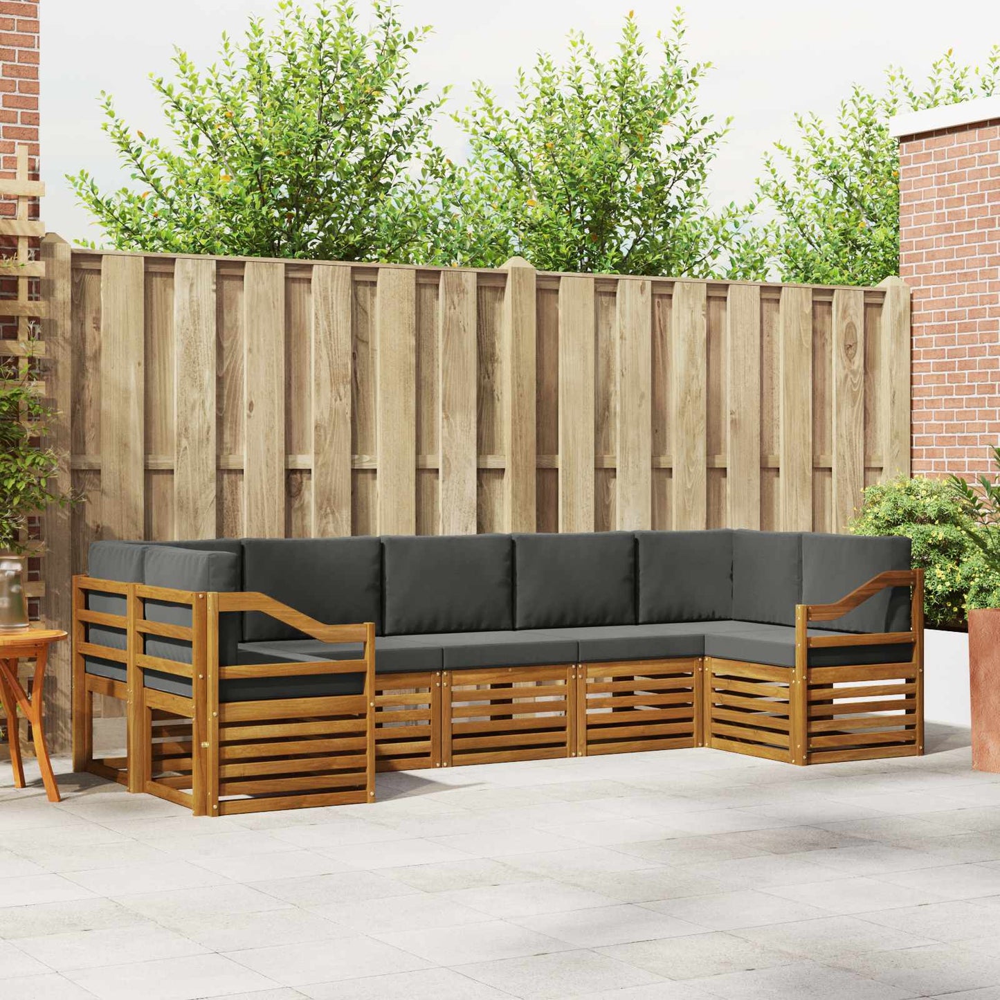 Set divano sezionale con cuscino 7 pcs Naturale e Antracite