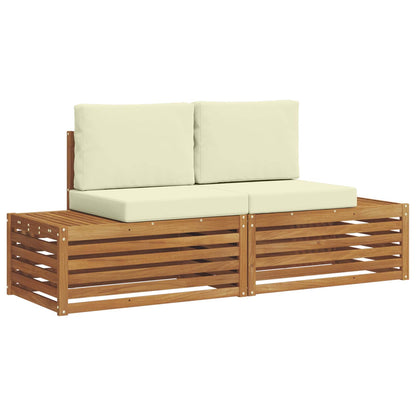 Set di divani da esterno con cuscino 2 Pezzo Naturale e Crema | homemem39