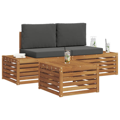 Set di divani da esterno Naturale e Antracite 59 x 59 x 37 cm | homemem39