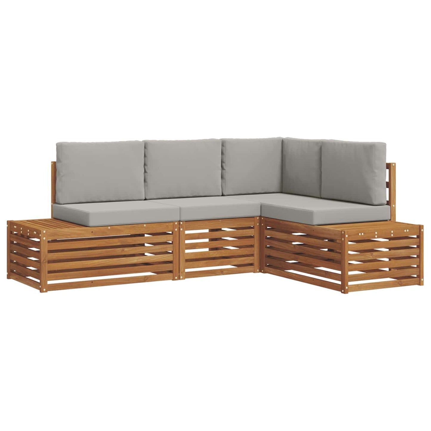 Set di divani da esterno 4 Pezzo Grigio Naturale e Chiaro | homemem39