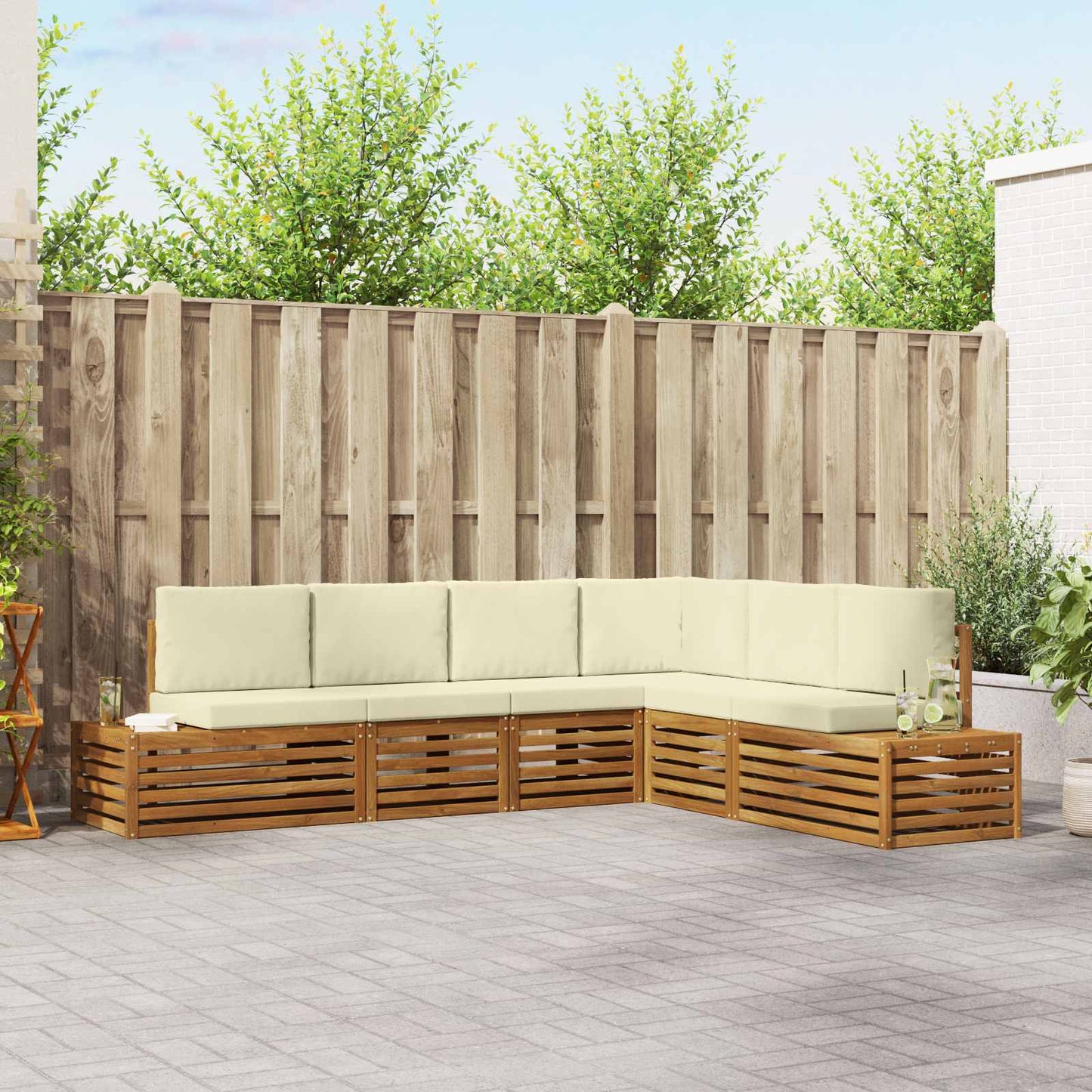 Set di divani da esterno Naturale e Crema 273 x 213,5 x 73 cm | homemem39