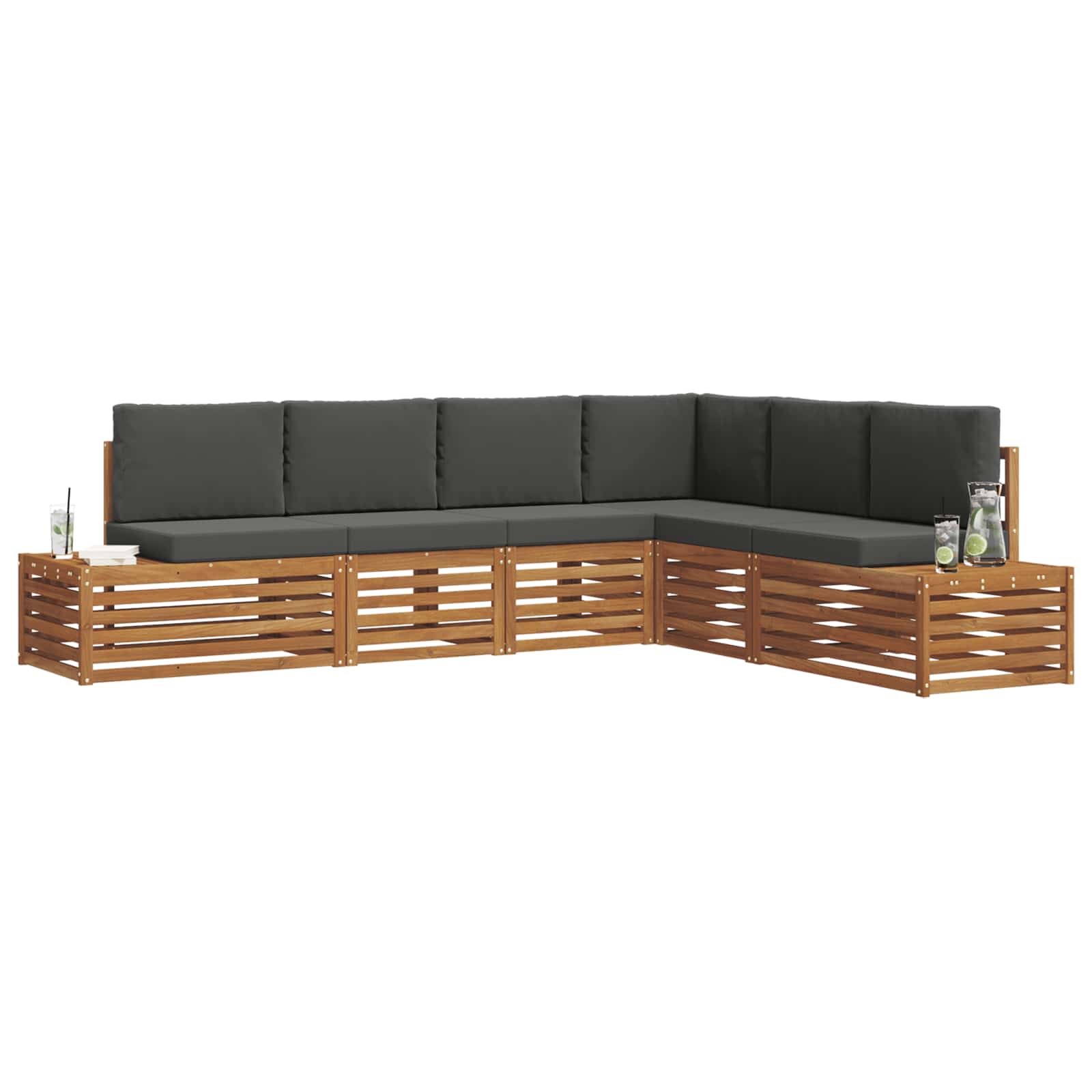 Set di divani da esterno con cuscino Naturale e Antracite | homemem39
