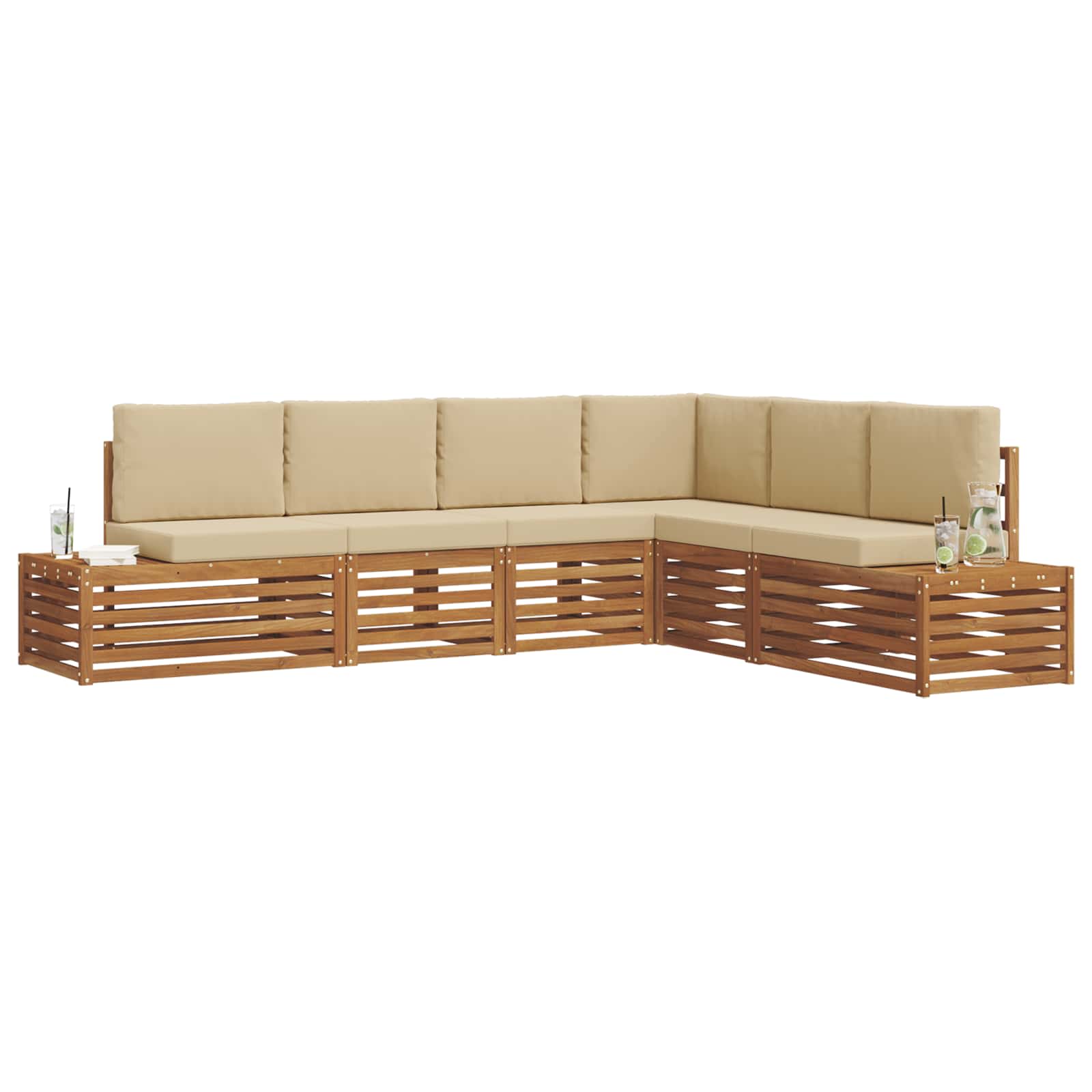Set di divani da esterno Naturale e Beige 273 x 213,5 x 73 cm | homemem39