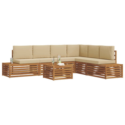 Set di divani da esterno con cuscino 7 Pezzo Naturale e Beige | homemem39