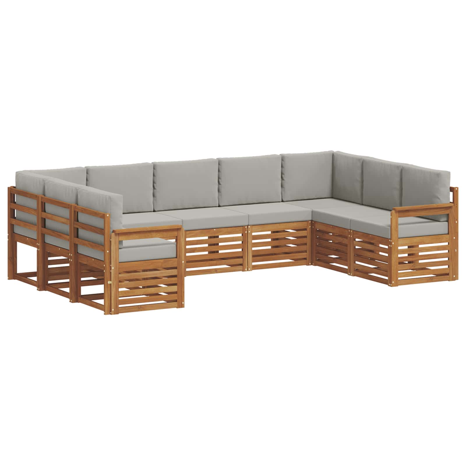 Set divano sezionale con cuscino 9 pcs Grigio Naturale e Chiaro | homemem39