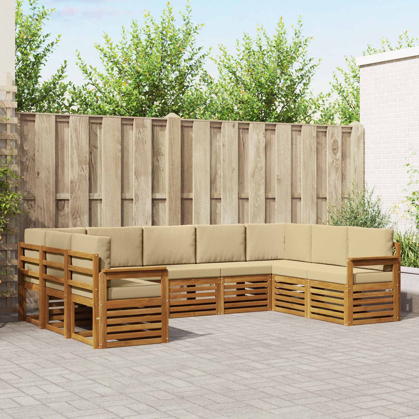 Set divano sezionale con cuscino 9 pcs Naturale e Beige
