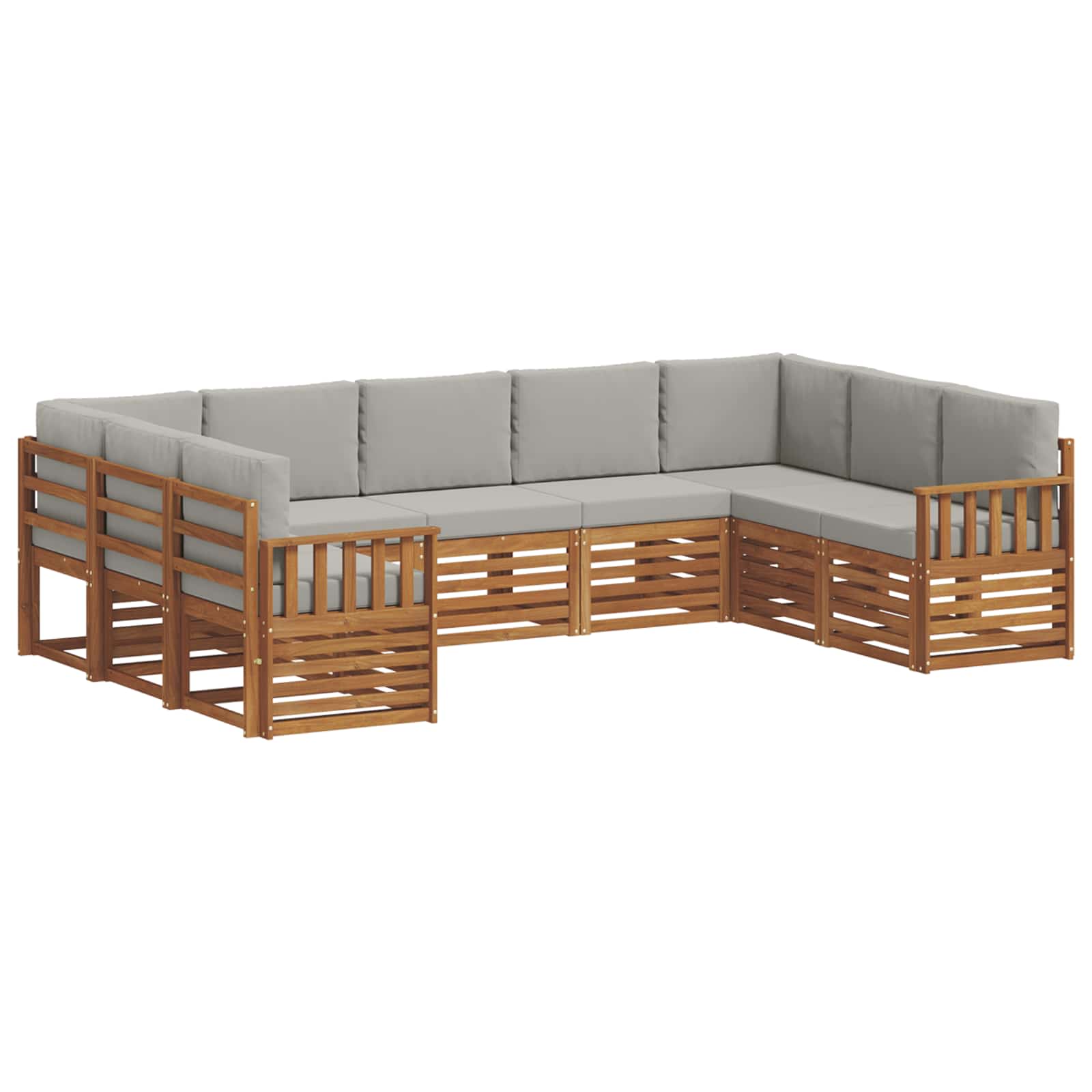 Set divano sezionale con cuscino 9 pcs Grigio Naturale e Chiaro | homemem39