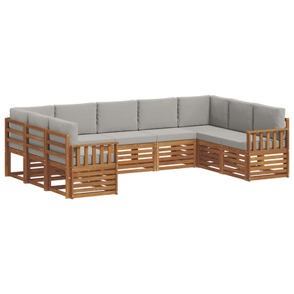 Set divano sezionale con cuscino 9 pcs Grigio Naturale e Chiaro | homemem39