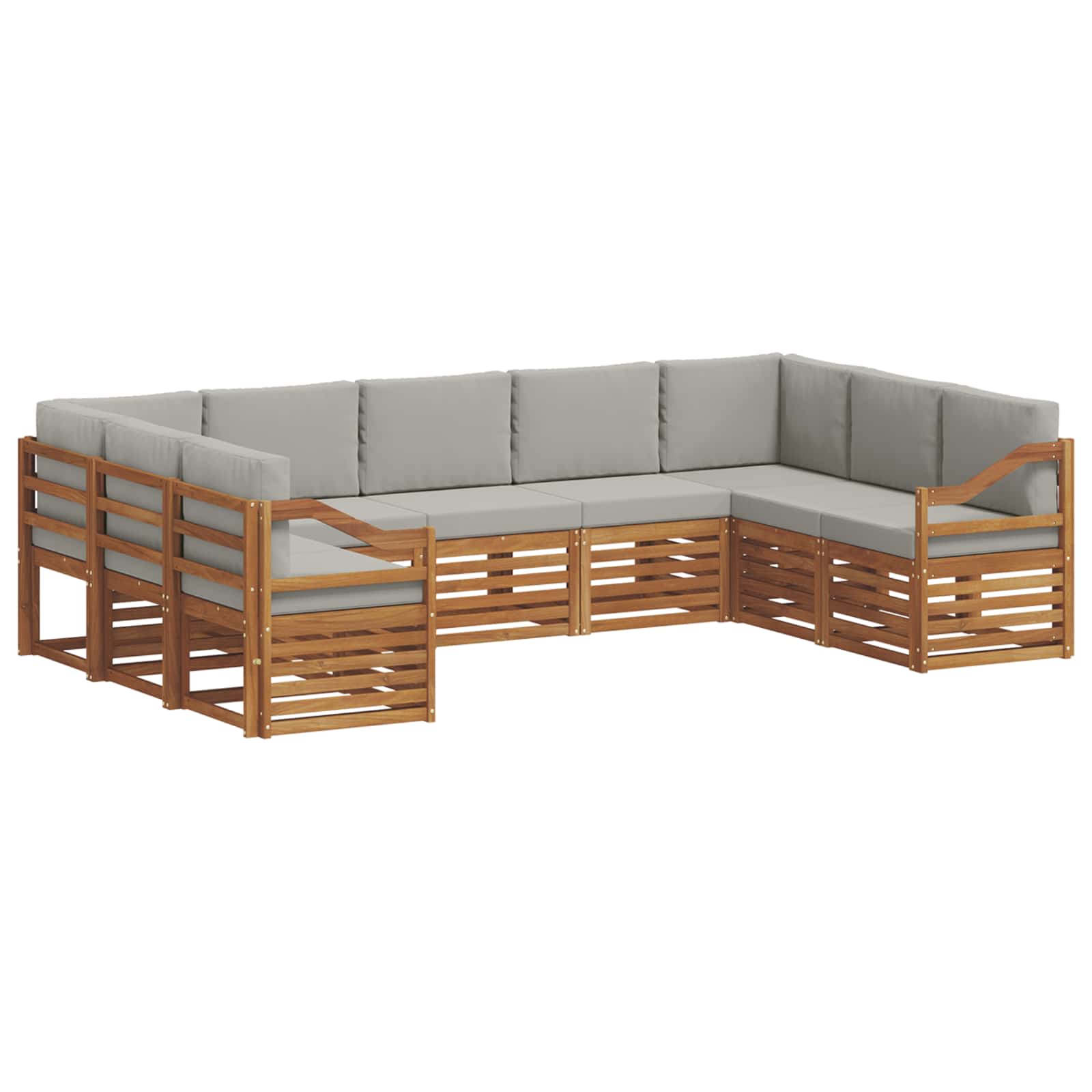 Set divano sezionale con cuscino 9 pcs Grigio Naturale e Chiaro | homemem39