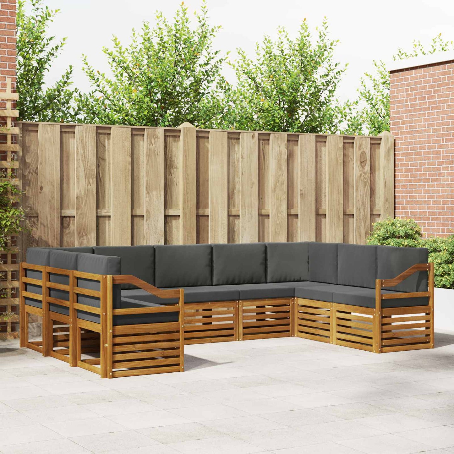 Set divano sezionale con cuscino 9 pcs Naturale e Antracite