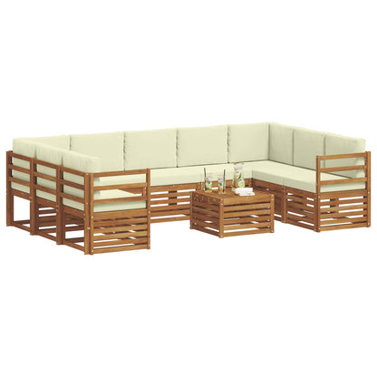 Set divani 10 pcs Naturale e Crema Legno di Acacia Massello | homemem39