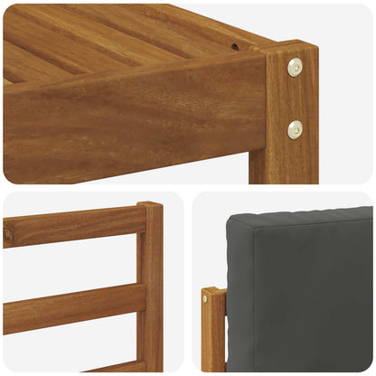 Set divani 10 pcs Naturale e Antracite Legno di Acacia Massello