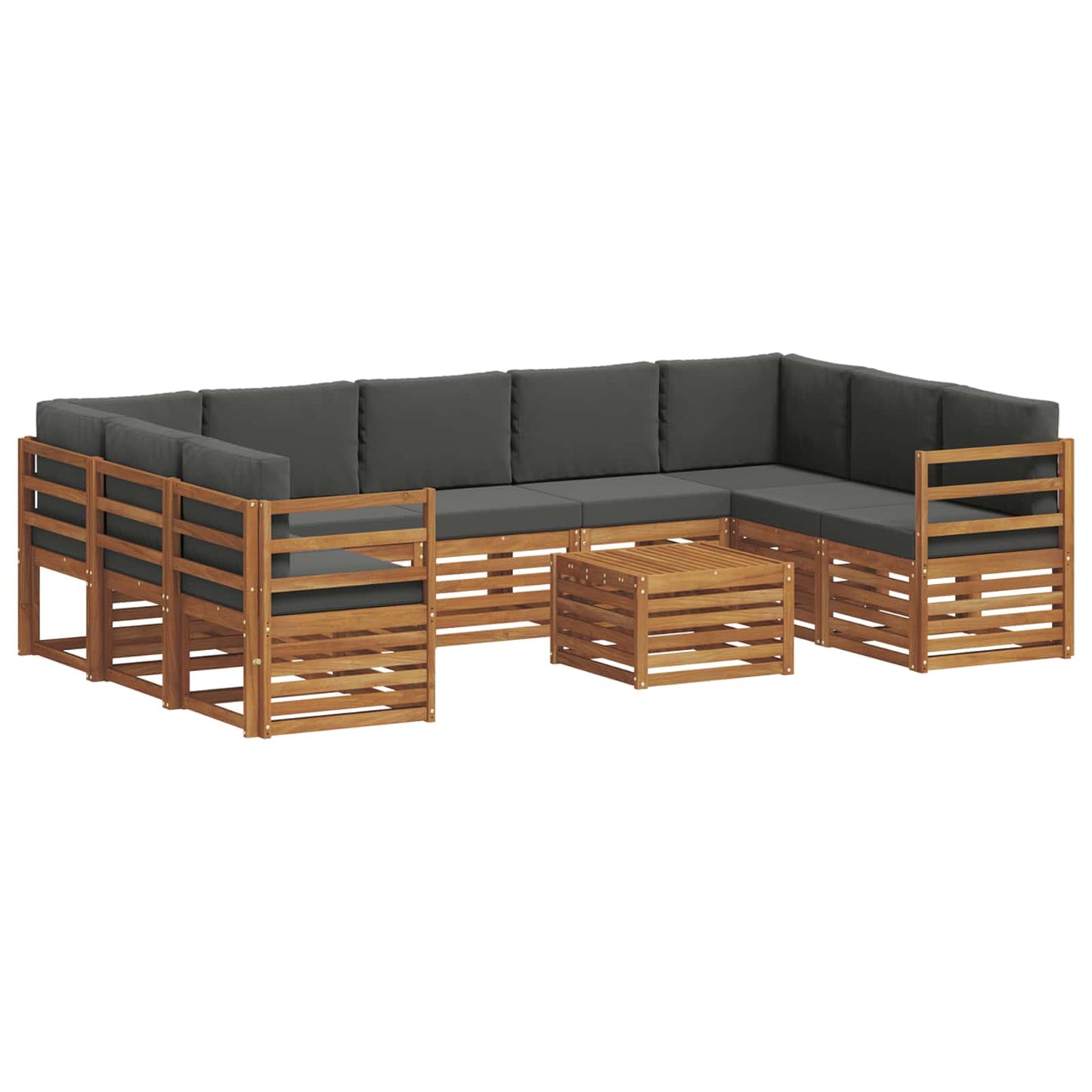 Set divani 10 pcs Naturale e Antracite Legno di Acacia Massello