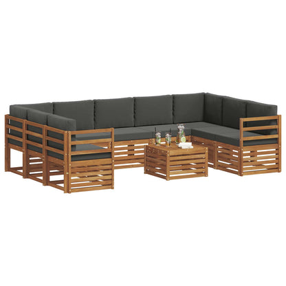 Set divani 10 pcs Naturale e Antracite Legno di Acacia Massello