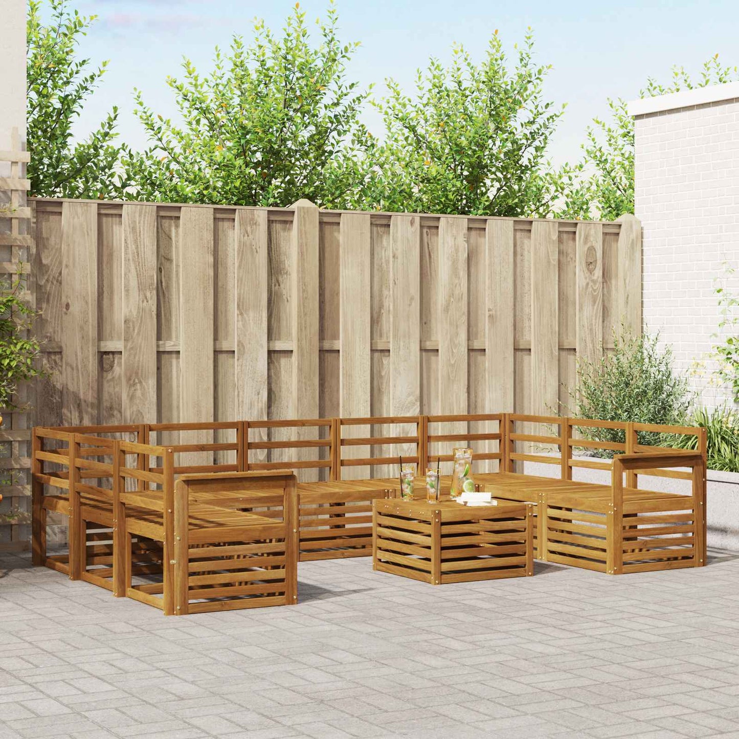 Set divani 10 pcs Naturale Legno di Acacia Massello