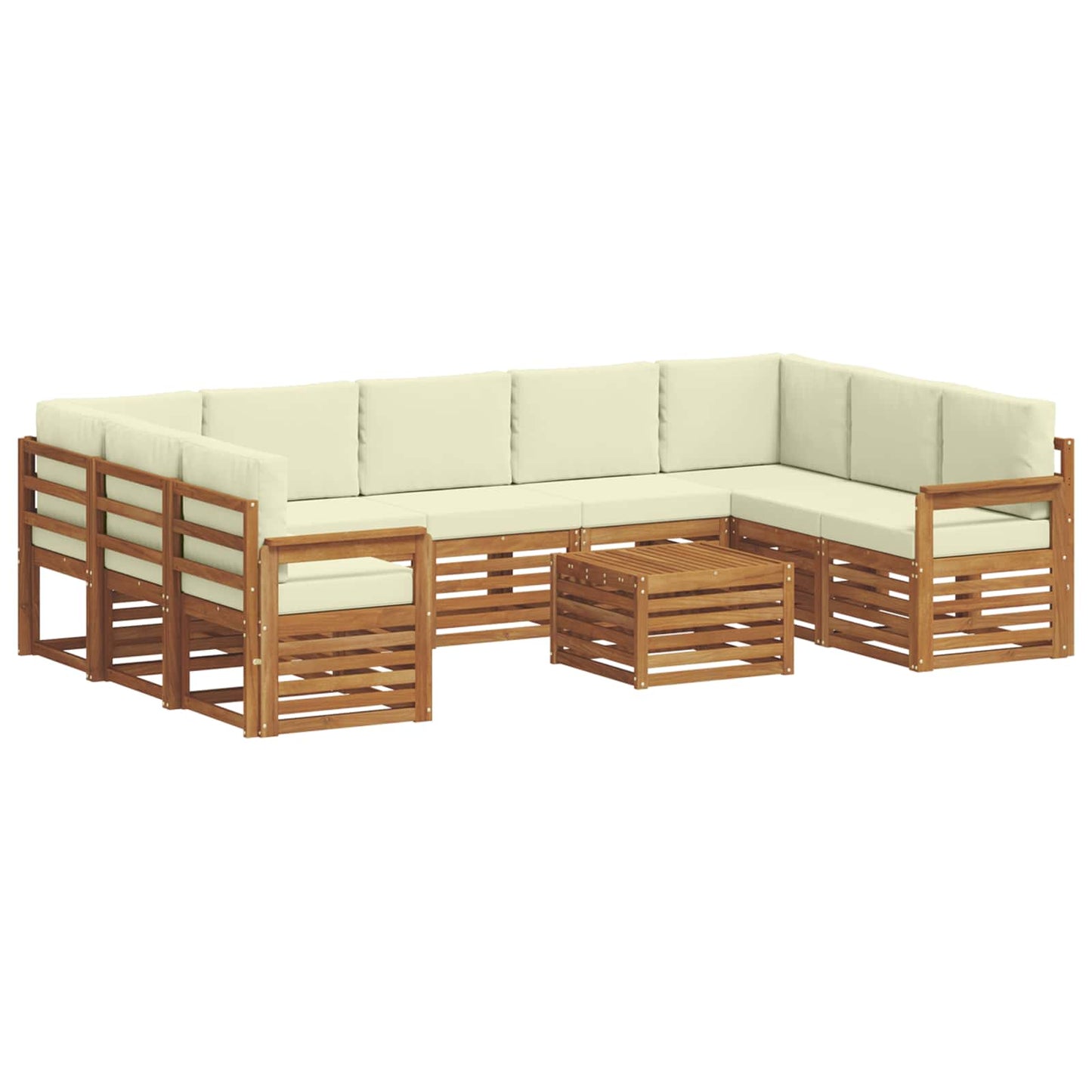 Set divani 10 pcs Naturale e Crema Legno di Acacia Massello