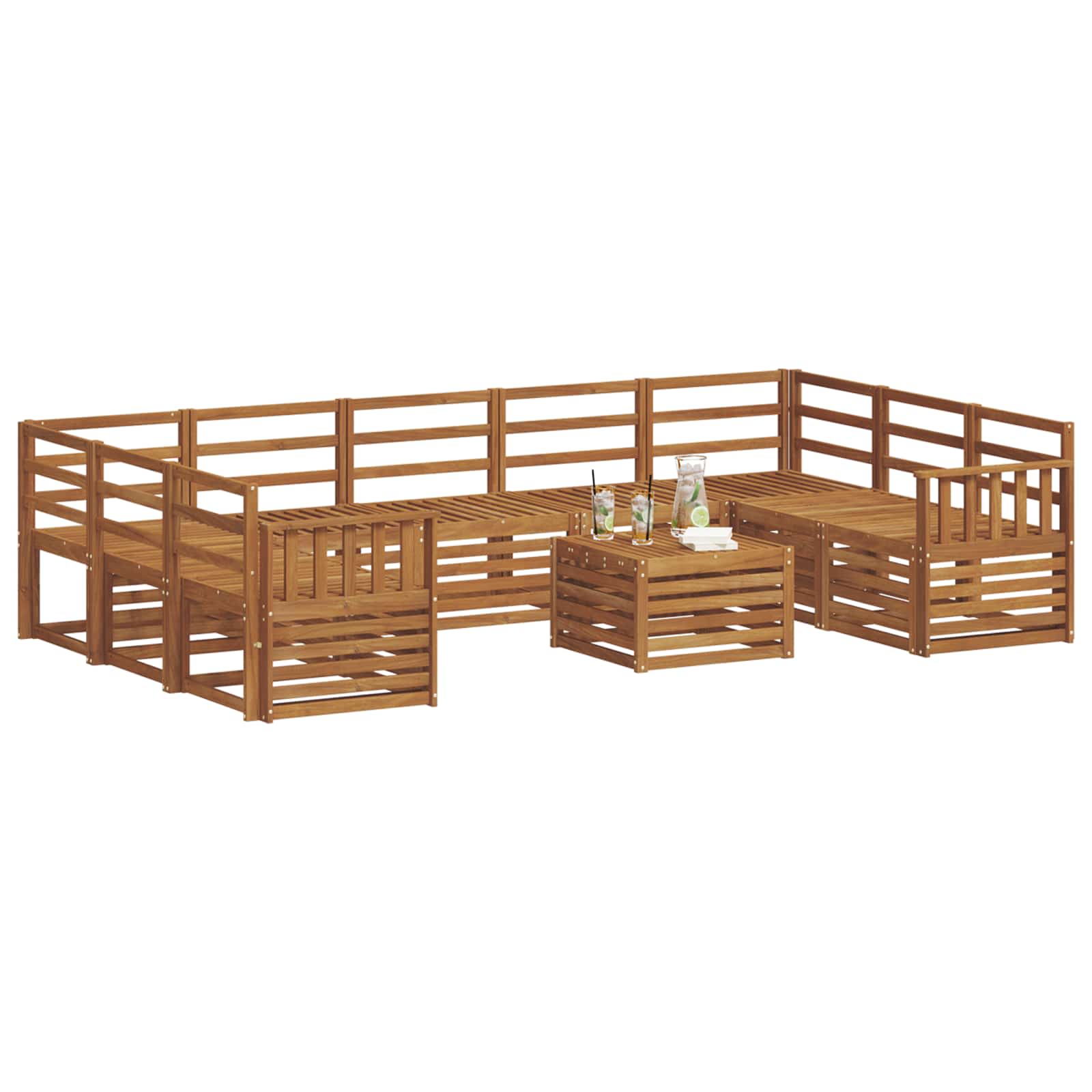 Set divani 10 pcs Naturale Legno di Acacia Massello | homemem39
