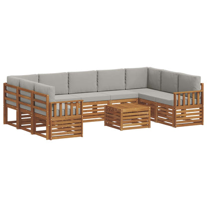 Set divani con cuscino 10 pcs Grigio Naturale e Chiaro | homemem39