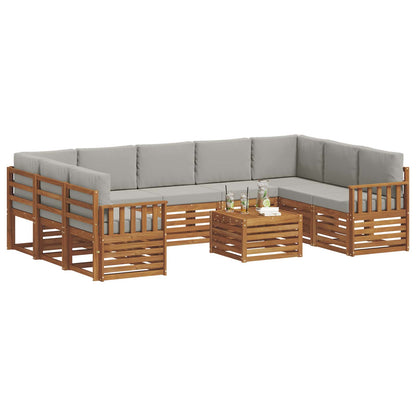 Set divani con cuscino 10 pcs Grigio Naturale e Chiaro | homemem39