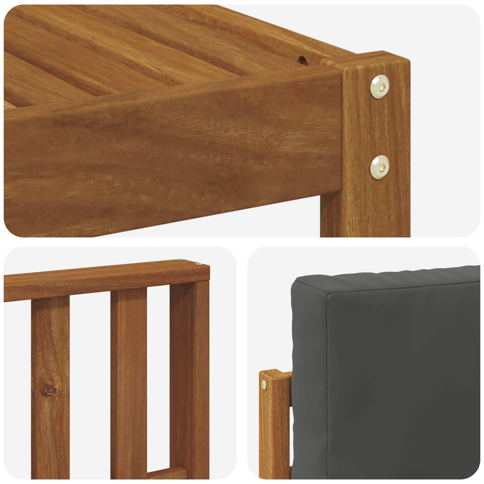 Set divani 10 pcs Naturale e Antracite Legno di Acacia Massello | homemem39