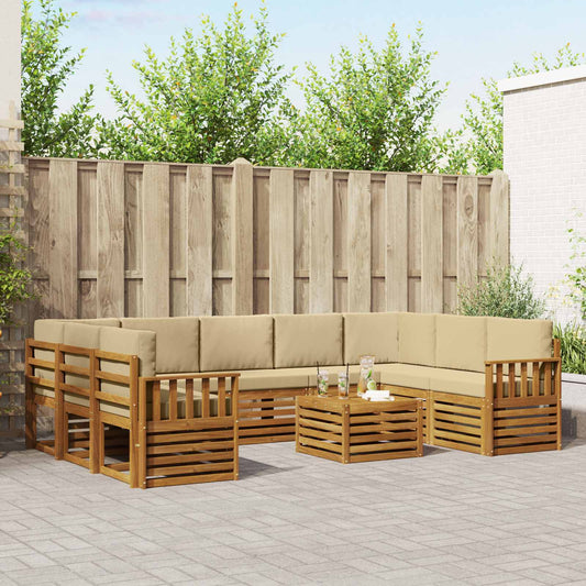 Set divani 10 pcs Naturale e Beige Legno di Acacia Massello | homemem39