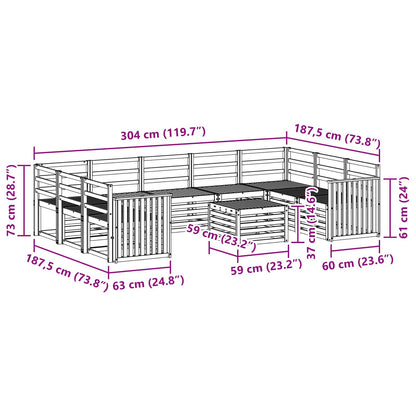 Set divani 10 pcs Naturale Legno di Acacia Massello | homemem39