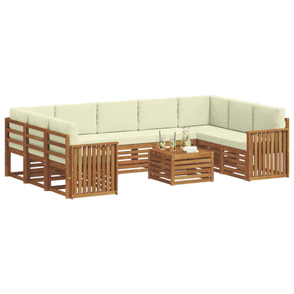 Set divani 10 pcs Naturale e Crema Legno di Acacia Massello