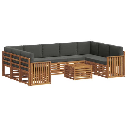 Set divani 10 pcs Naturale e Antracite Legno di Acacia Massello