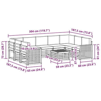 Set divani 10 pcs Naturale e Antracite Legno di Acacia Massello | homemem39
