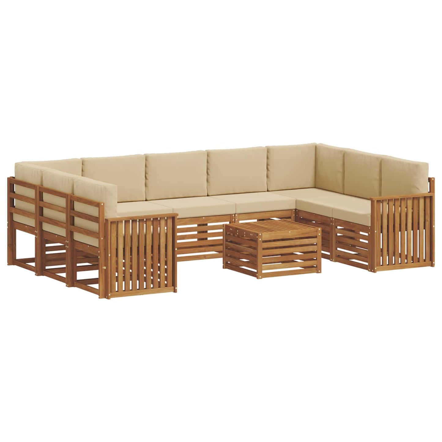 Set divani 10 pcs Naturale e Beige Legno di Acacia Massello | homemem39